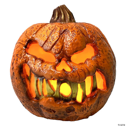 Set of 2 Rotten Flaming Pumpkin Animated Halloween Outdoor Decoration Haunt Prop