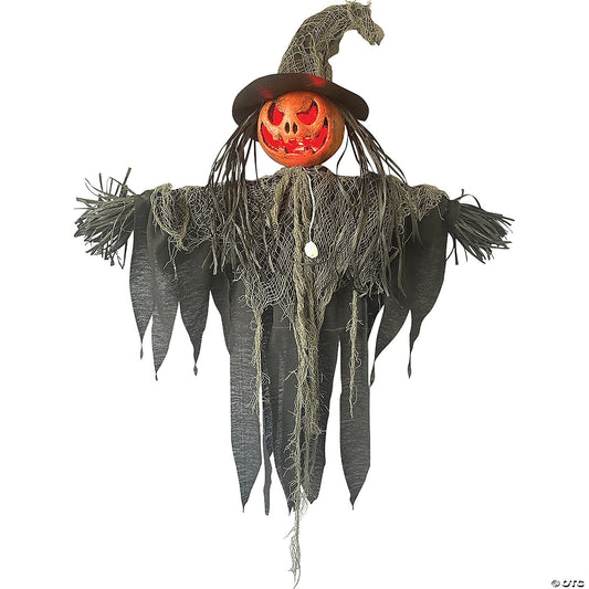 Hanging Jack o Lantern Scarecrow Lighted Halloween Decor Outdoor Haunt Yard Prop