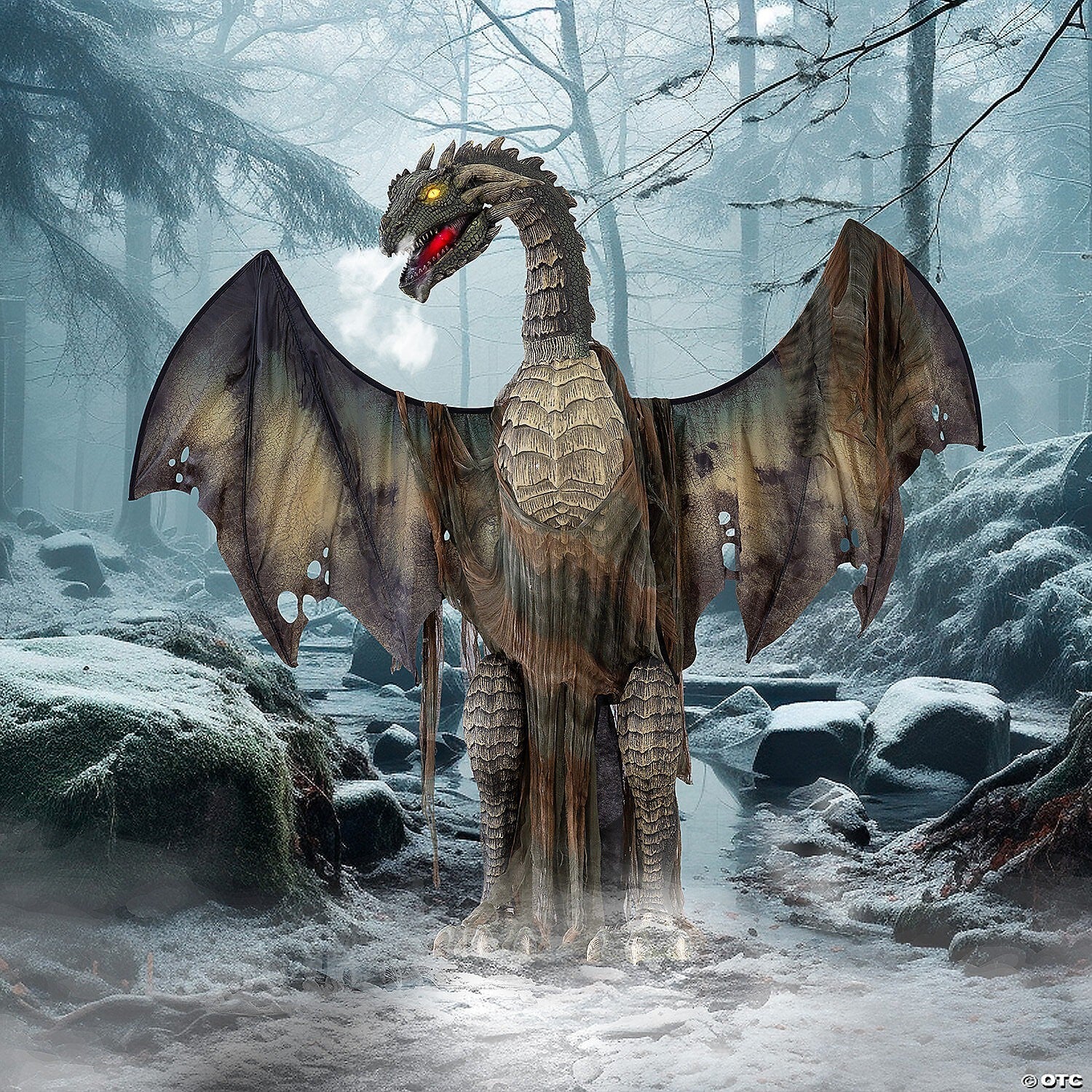 Halloween Animatronic 7' Dark Forest Dragon Haunted Prop Outdoor LifeSize Decor