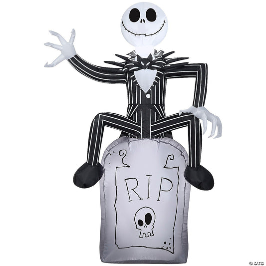 42" Jack Skellington Tomb Inflatable Outdoor Halloween Yard Decoration Airblown
