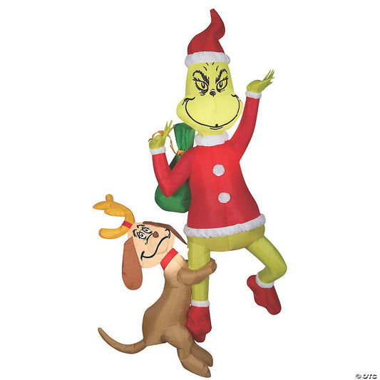 6 Ft  Hanging Grinch Max Inflatable Christmas Outdoor Yard Decor Holiday Lighted