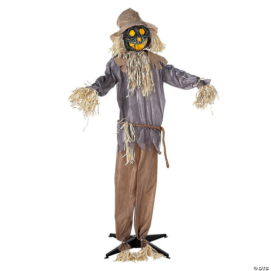 See Video! Life Size Scarecrow Pumpkin Ghoul Animated Halloween Haunt Prop Decor