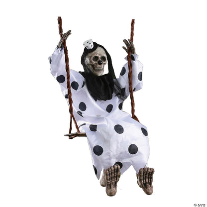 Set of 2 Killer Clown Animated & Skeleton on Swing Halloween Haunted Circus Prop