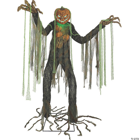 LifeSize 7 Ft Root of Evil Scarecrow Pumpkin Animatronic Halloween Haunt Prop