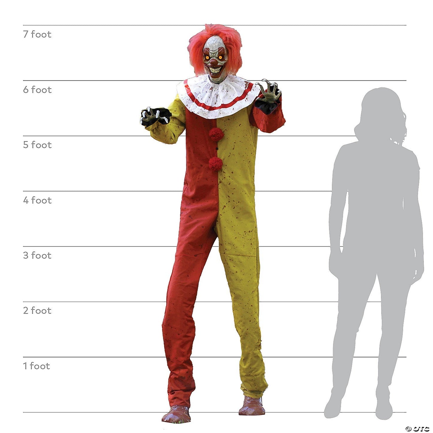 7' Pesky the Clown Killer Zombie Animated Halloween Haunted Prop Circus Carnival