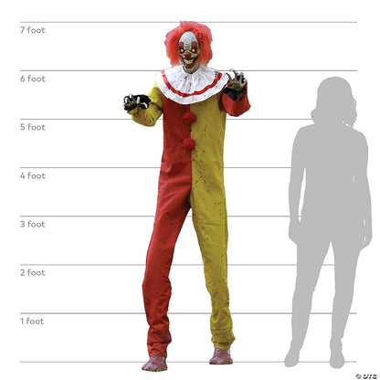 7' Pesky the Clown Killer Zombie Animated Halloween Haunted Prop Circus Carnival