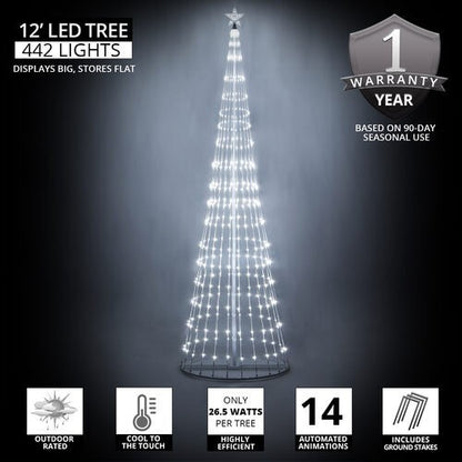 4' 6' 9' 12' Cool White Animated LightShow Cone Tree Christmas Outdoor Yard LED
