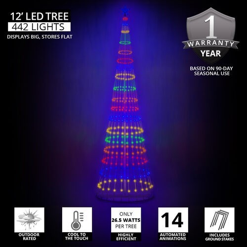 4' 6' 9' 12' Multicolor Animated LightShow Cone Tree Christmas Outdoor Yard LED