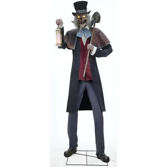8.5' Graveyard Host Skeleton Animatronic Animated Halloween Haunt Prop Cemetery