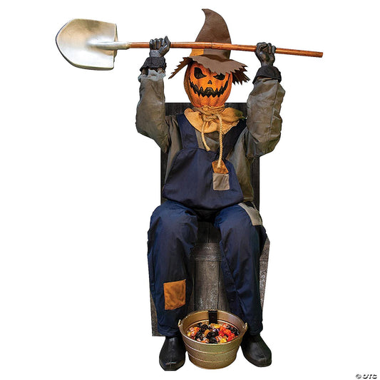 See Video! Jack Pumpkin Scarecrow Greeter Animated Halloween Decor Prop Outdoor