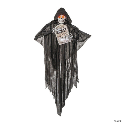 5.2 Ft Lighted Skeleton Reaper w Tombstone Outdoor Halloween Decoration Prop