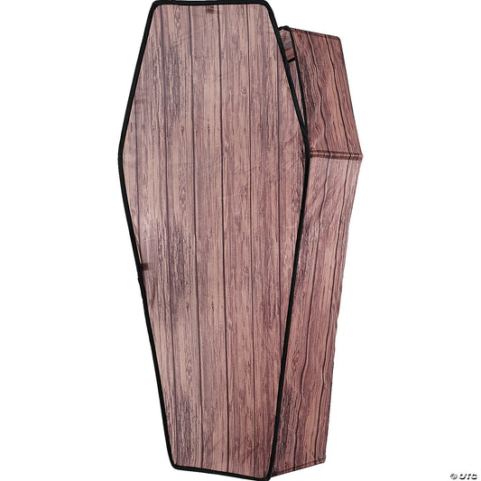 Life Size 5 Ft Wood Look Coffin Halloween Outdoor Haunted Decoration Grave Prop