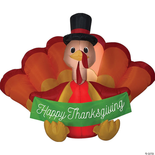 54" Turkey Happy Thanksgiving Outdoor Airblown Inflatable Yard Decoration Lights