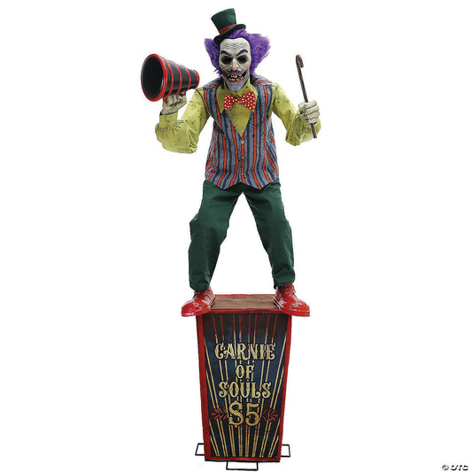 6 Ft Carnival Barker Clown Animatronic Halloween Circus Haunt Decor Prop Servo