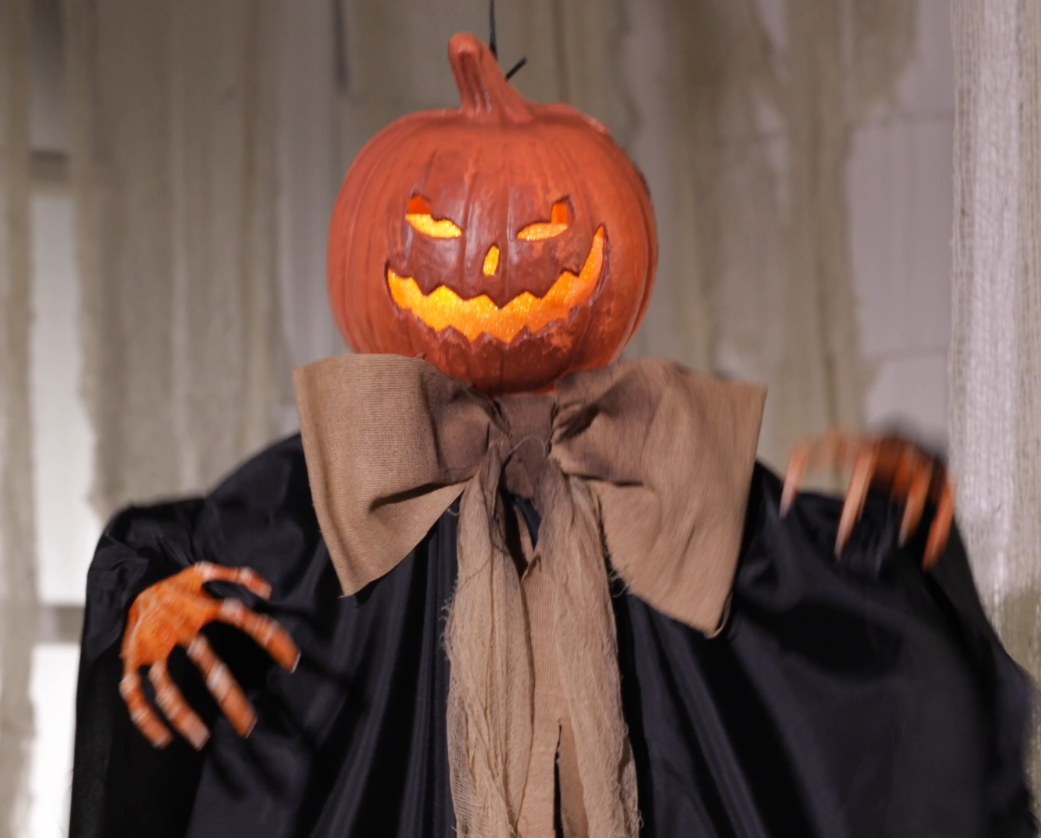47" Animated Rustic Pumpkin Scarecrow Halloween Haunt Prop Decor Spirit Jack