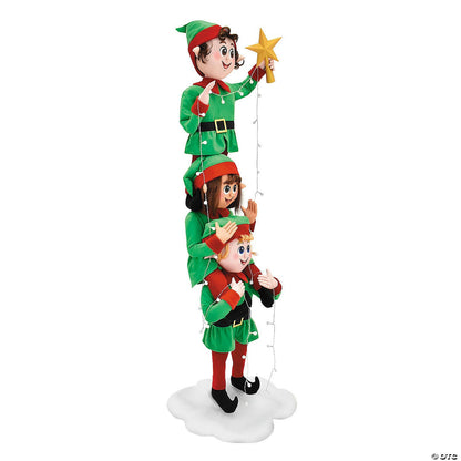 6.5 Ft Elf Stack Animated Lights & Sound Outdoor Christmas Yard Decoration Porch