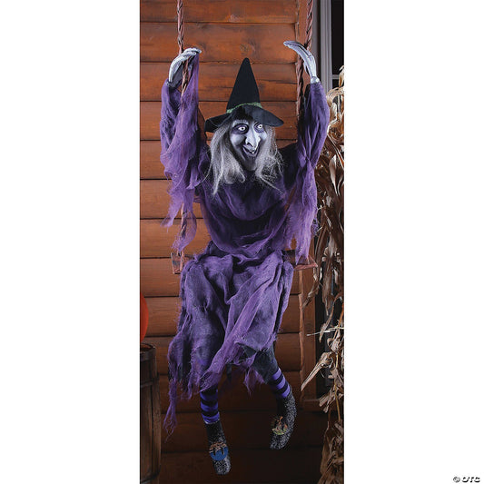 5 Ft Wicked Witch on Swing Halloween Outdoor Decoration Prop Porch Yard Hanging
