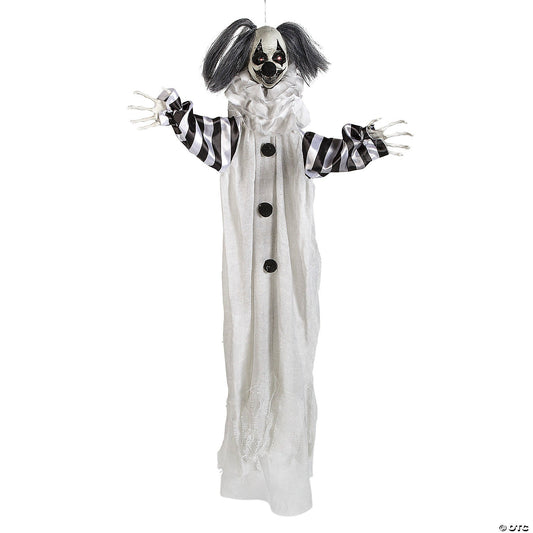 43" Evil Black White Killer Clown Animated Halloween Decor Outdoor Haunted Prop