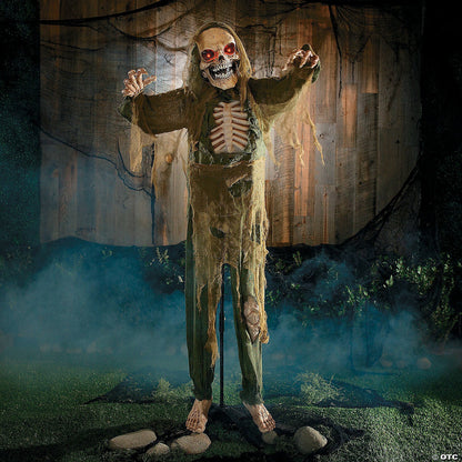 See Video LifeSize 5 Ft Skeleton Reaper Animated Decor Halloween Haunt Yard Prop