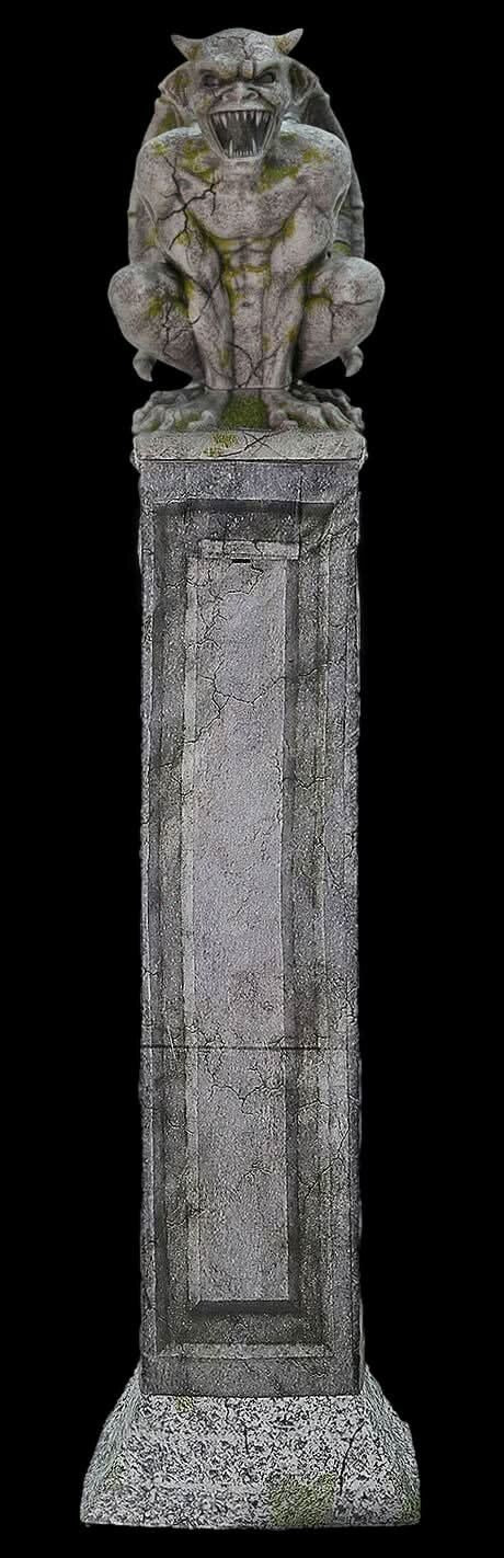 8 Ft Animated Goth Gargoyle Pillar Statue Tombstone Grave Halloween Haunt Prop