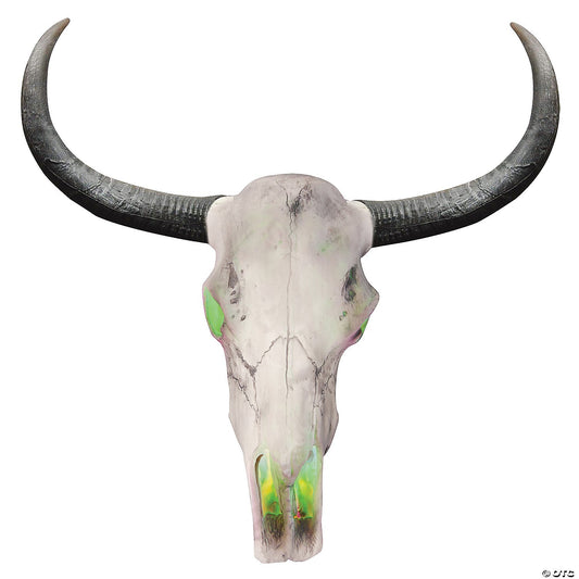 24" Longhorn Cow Skull Lighted Halloween Decoration Haunted Prop Hanging Wall