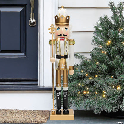 3 Ft Giant Nutcracker Toy Soldier Wood Christmas Outdoor Decoration Prop Gold