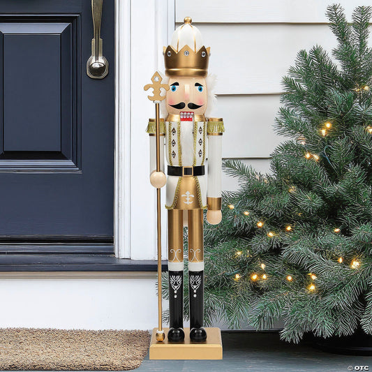 3 Ft Giant Nutcracker Toy Soldier Wood Christmas Outdoor Decoration Prop Gold