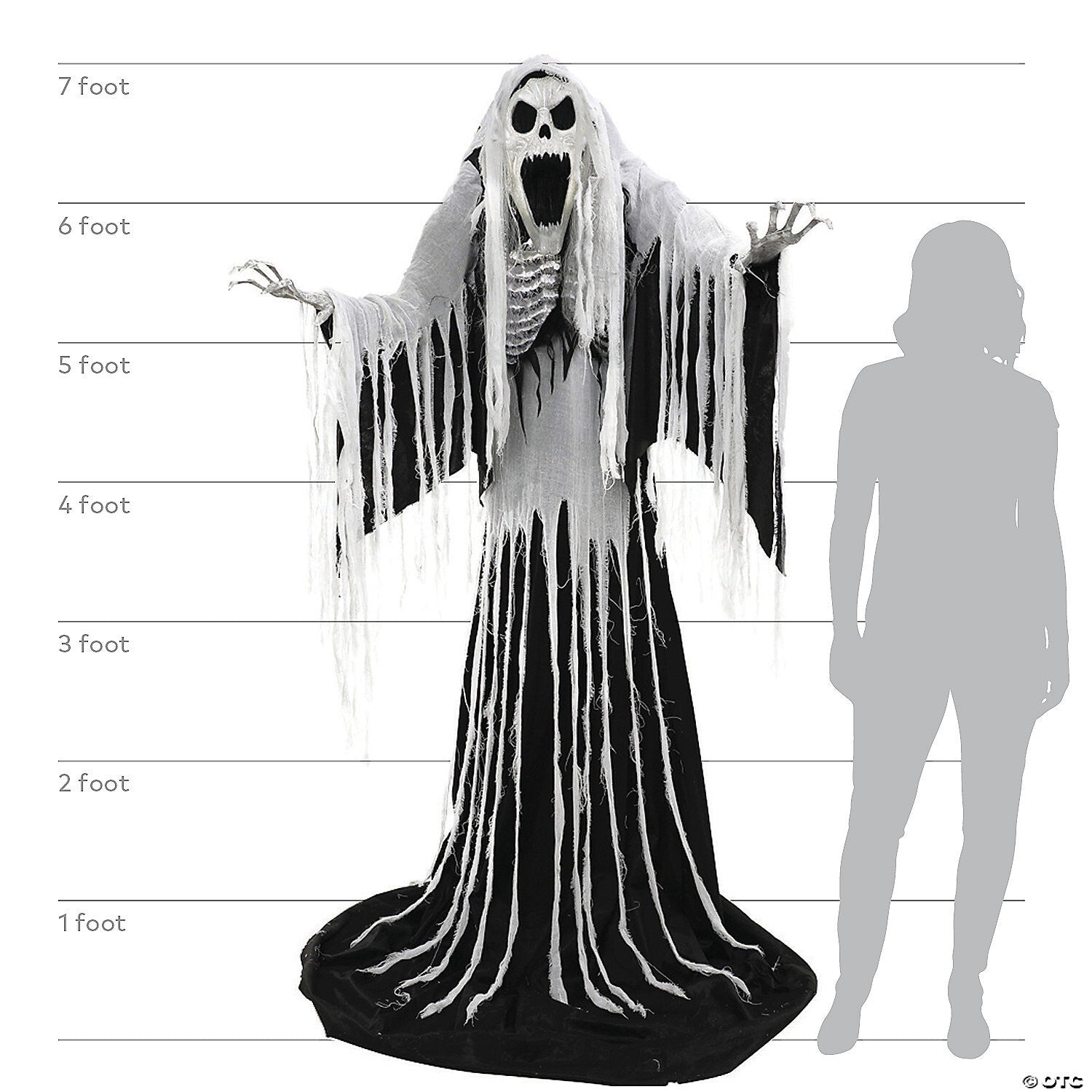 See Video LifeSize 7' Wailing Soul Cemetery Reaper Animated Halloween Haunt Prop
