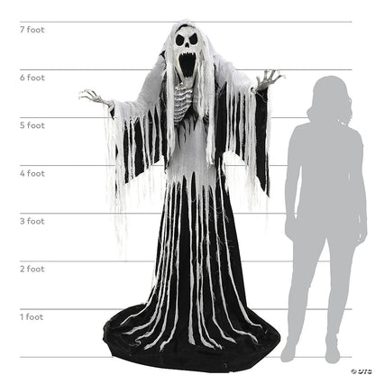 See Video LifeSize 7' Wailing Soul Cemetery Reaper Animated Halloween Haunt Prop