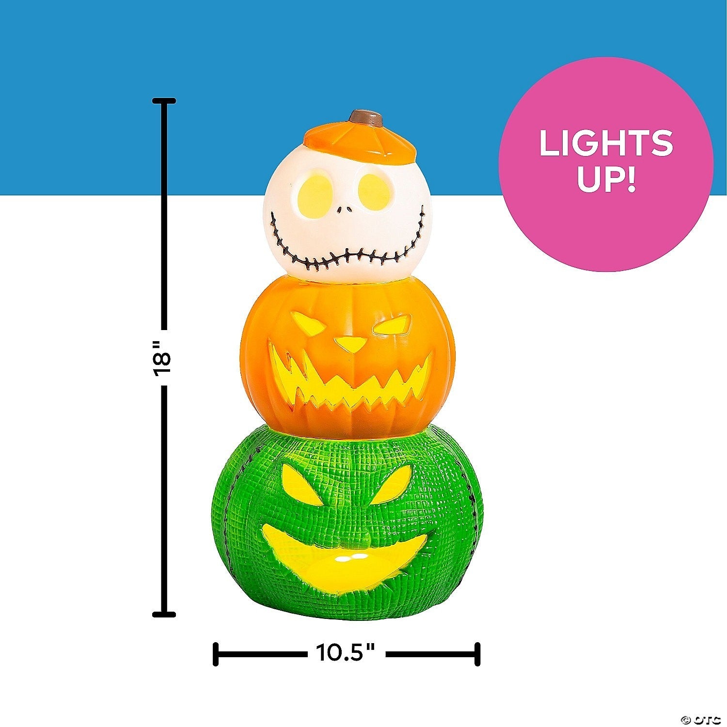 18" Nightmare Before Christmas Lighted Pumpkins Outdoor Halloween Decoration