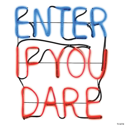 20" Lighted Neon ENTER IF YOU DARE Sign Halloween Decoration Outdoor Haunt Prop