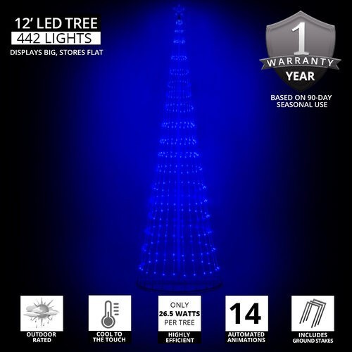4' 6' 9' 12' Blue Animated LightShow Cone Tree Christmas Outdoor Yard LED 14 Mod