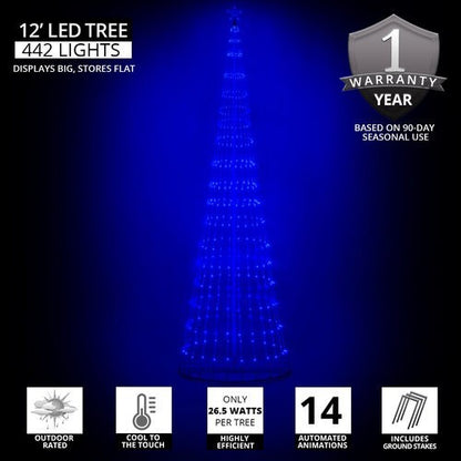4' 6' 9' 12' Blue Animated LightShow Cone Tree Christmas Outdoor Yard LED 14 Mod