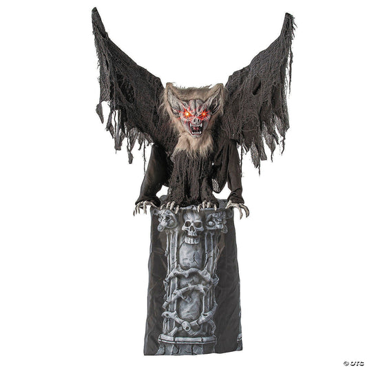 4.9 Ft Gargoyle Tombstone Animatronic Moving Wings Halloween Haunt Prop Spirit