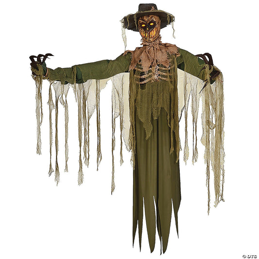 See Video! LifeSize Inferno Scarecrow Animated Halloween Haunted Prop Decoration