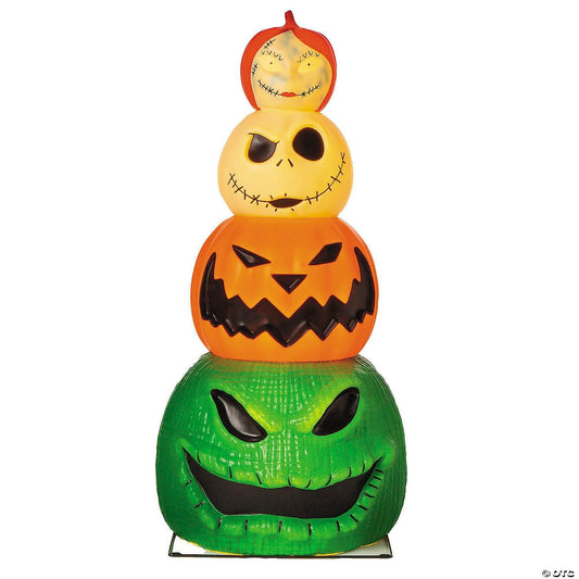 49" Lighted Pumpkin Stack Jack Sally Oogie Nightmare Halloween Outdoor Decor 