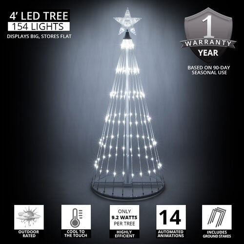 4' 6' 9' 12' Cool White Animated LightShow Cone Tree Christmas Outdoor Yard LED
