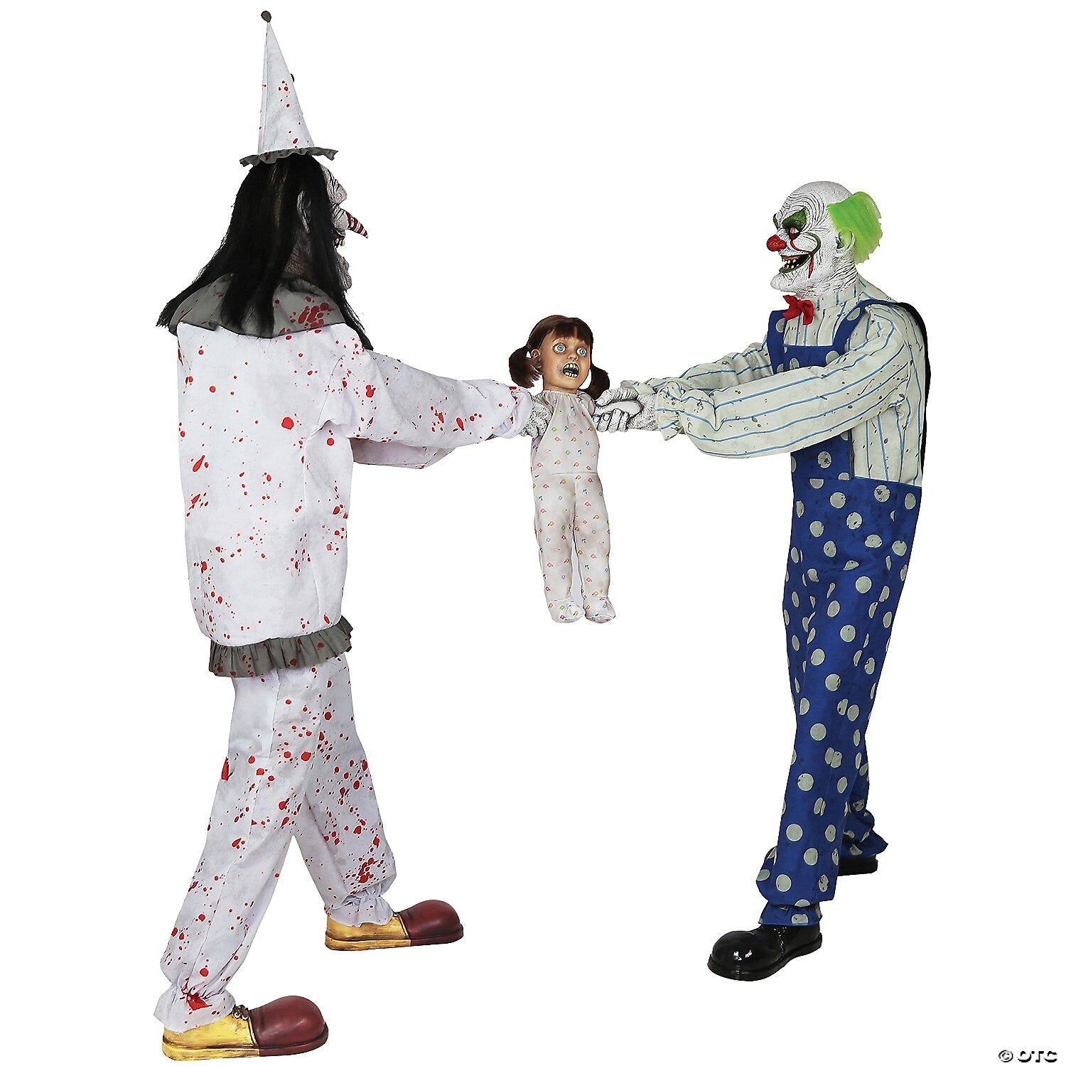6 Ft Tug of War Clown w Kid Scary Animatronic Halloween Haunt Circus Decor Prop
