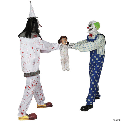 6 Ft Tug of War Clown w Kid Scary Animatronic Halloween Haunt Circus Decor Prop