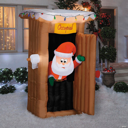 6 Ft Animated Santa in Outhouse Christmas Inflatable Outdoor Yard Decoration