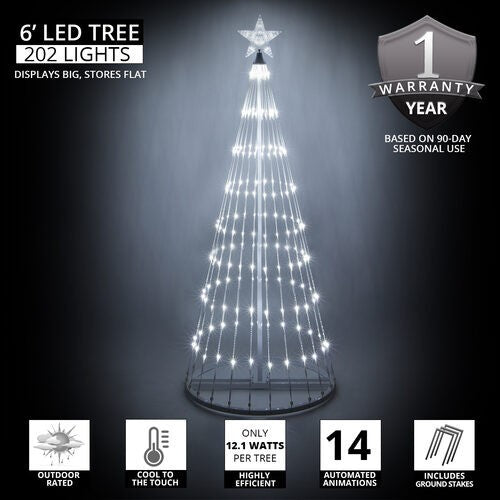 4' 6' 9' 12' Cool White Animated LightShow Cone Tree Christmas Outdoor Yard LED
