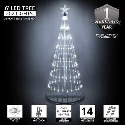 4' 6' 9' 12' Cool White Animated LightShow Cone Tree Christmas Outdoor Yard LED