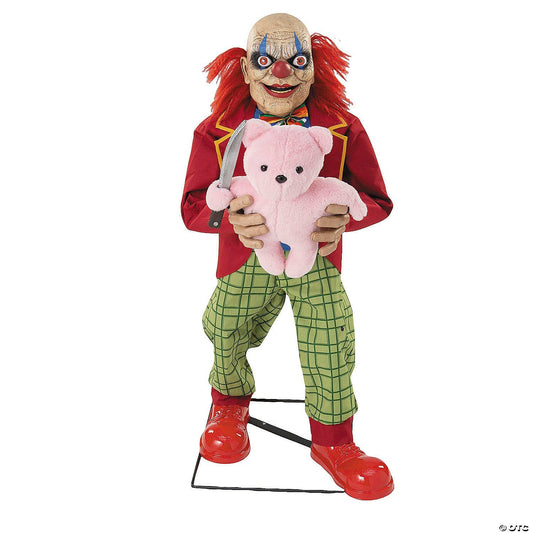 4 Ft Animatronic Evil Clown with Bear Halloween Spirit Haunt Circus Prop 2025