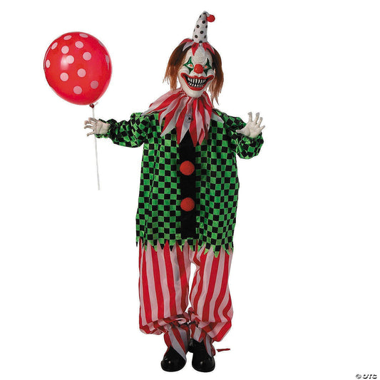 51" Evil Clown with Balloon Animated Halloween Haunted Prop Decoration Spirit