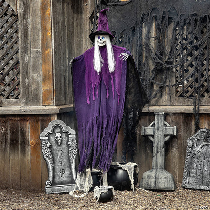 Life Size Animated Talking Skeleton Witch Halloween Decor Outdoor Haunted Prop