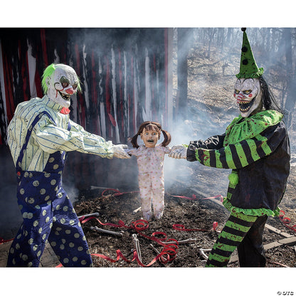 LifeSize Tug of War Killer Circus Clowns Animatronic Halloween Prop Haunted 