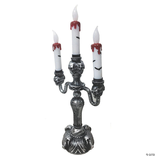 Blood Dripping Candelabra Lighted Goth Halloween Haunted Home Decor Candle Prop