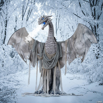 Life Size 7 Ft Winter Dragon Animatronic Outdoor Halloween Decoration Haunt Prop