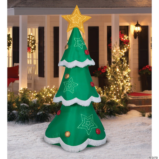7.5' Lighted Christmas Tree Micro LED Lights Star Inflatable Outdoor Yard Decor