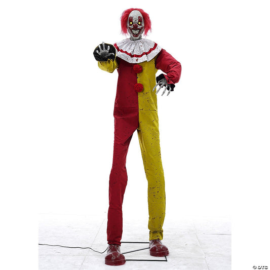 7' Pesky the Clown Killer Zombie Animated Halloween Haunted Prop Circus Carnival